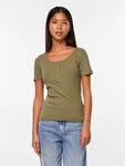 pieces Kurzarmshirt PCKITTE SS TOP NOOS BC Baumwollmischung, slim fit