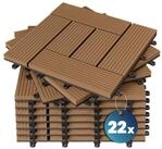 Casaria Holzfliesen 22x Klassik Terrakotta, Terrassenfliesen 1-6m&sup2; WPC Fliesen