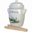 Steinzeug-Schmitt G&auml;rtopf Gurkentopf Keramik 5,0 l, creme mit Holzzange,...