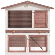 vidaXL Kleintierstall, Kaninchenstall 3 T&uuml;ren Braun Holz