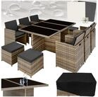 tectake Sitzgruppe Rattan Sitzgruppe, (Set., 12-tlg), Umklappbare R&uuml;ckenlehne...
