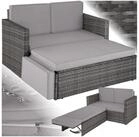 tectake Loungeset Rattan Lounge, Hocker mit klappbarer St&uuml;tze, (Gartenlounge...