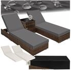 tectake Gartenliege gepolsterte Rattan Sonnenliege, inklusive 2 Bezugssets und,