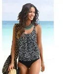 LASCANA Oversize-Tankini mit grafischem Print schwarz 38