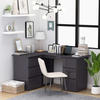 vidaXL Angle Desk With Drawers Glossy Grey