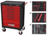 KS Tools Bit- und Steckschl&uuml;sselset KS TOOLS ECOline SCHWARZ/ROT Werkstattwagen mit