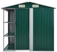 vidaXL Gartenhaus Gartenhaus mit Regal Gr&uuml;n 205x130x183 cm Eisen