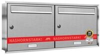 AL Briefkastensysteme Wandbriefkasten 2 Fach Premium Edelstahl Unterputz...