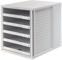 HAN-B&uuml;roger&auml;te Schubladenbox 1 Schubladenbox mit 5 offene F&auml;cher - lichtgrau,