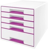 LEITZ Schubladenbox 1 Schubladenbox WOW CUBE mit 5 Schubladen - wei&szlig;/violett,