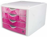 HELIT Organizer Schubladenbox the chameleon himbeer DIN A4 mit 4 Schubladen