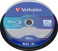 Verbatim Blu-ray-Rohling 10 Verbatim Rohlinge Blu-ray BD-R 25GB 6x MABL Spindel