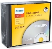 Philips CD-Rohling 10 Philips Rohlinge CD-R 80Min 700MB 52x Slimcase