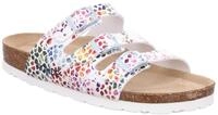 Rohde Alba Pantolette Sommerschuh, Schlappen, Hausschuh mit buntem Druck, G-Weite =