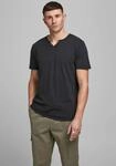 T-Shirt JACK & JONES "SPLIT NECK TEE", Herren, Gr. S, schwarz, Jersey, Obermaterial: