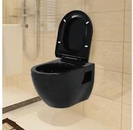 vidaXL Tiefsp&uuml;l-WC, Wand-WC Keramik Schwarz
