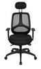 FineBuy Bürostuhl FLORI PLUS Stoffbezug Schreibtischstuhl Armlehne schwarz Chefsessel 120kg Drehstuhl Kopfstütze X-XL