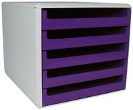Metzger & Mendle Schubladenbox, mit lichtgrauer H&uuml;lle, 5 Schubladen, halboffen,