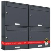 AL Briefkastensysteme Wandbriefkasten 4 Fach Premium Briefkasten A4 in RAL 7016