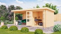 Karibu Gartenhaus Schlo&szlig;see 2, BxT: 554x273 cm, mit Anbaudach und R&uuml;ckwand