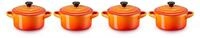 LE CREUSET Snackschale Mini Cocottes, je 200 ml, 10 x 5 cm, Steinzeug, (Set, 4-tlg),