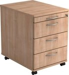 HAMMERBACHER Container Rollcontainer 58cm 3 Sch&uuml;be Schloss Bogengriff Nussbaum