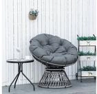 Outsunny Gartensessel Papasansessel Korbsessel Sessel mit Polster Rattan Grau