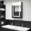 vidaXL Badezimmerspiegelschrank LED-Spiegelschrank fürs Bad Glänzend Grau...