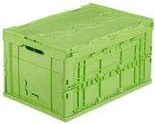 relaxdays Klappbox Transportbox 60 L mit Deckel, 60 l, gr&uuml;n