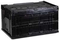 relaxdays Klappbox Transportbox 60 L mit Deckel, schwarz