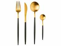 Butlers Stiletto Besteck Set 4-teilig matt gold-schwarz