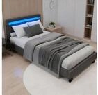 Juskys Polsterbett Paris, 120x200 cm, Kunstleder, hohes Kopfteil, robustes Bett,
