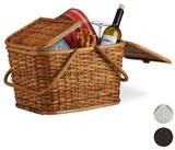 relaxdays Picknickkorb mit Deckel (1 St), Honigbraun
