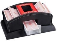 relaxdays Spiel Kartenmischer elektrisch Leder 2 Decks