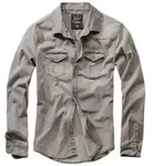 Brandit Langarmhemd Brandit Herren Riley Denim Shirt (1-tlg) grau 5XL