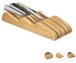 relaxdays Messerblock Bambus f&uuml;r Schublade, L braun 12 cm x 40 cm x 5 cm