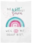 Sheepworld Geschirrtuch Geschirrtuch Motiv &raquo;Die WELT ist sch&ouml;n, weil DU mit...