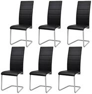 vidaXL Esszimmerstuhl vidaXL Freischwinger 6 Stk. Schwarz Kunstleder