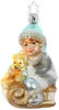 INGE-GLAS® Christbaumschmuck Teddys Schlittenfahrt 10 cm - Draußen im Schnee...