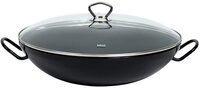 Riess Wok Classic Schwarzemaille, (2-tlg), mit Glasdeckel 36 cm - Emaille