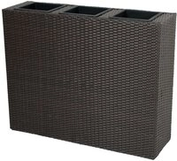Garden Pleasure Pflanzk&uuml;bel (1 St), Rattan Raumtrenner mit 3 Pflanzt&ouml;pfen