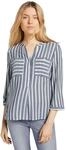 Schlupfbluse TOM TAILOR, Damen, Gr. 38, blau (sanftes wei&szlig; navy gestreift), Web,