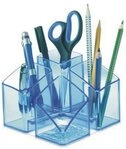 HAN-B&uuml;roger&auml;te Tischaufsatz Schreibtischk&ouml;cher Scala blau transparent