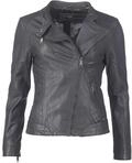 Kurzjacke MAZE "Lederjacke Sally", Damen, Gr. L, grau, Obermaterial: 100% Lammleder