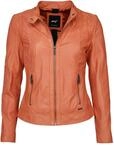 Lederjacke MAZE "Lederjacke Marcie", Damen, Gr. S, orange, Obermaterial: 100%
