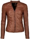 Kurzjacke MAZE "Lederjacke Brightwater", Damen, Gr. S, braun (cognac),...