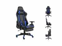 vidaXL Gaming-Stuhl PVC mit Fußstütze (20484-20489) schwarz/blau (20485)