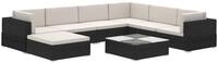 vidaXL Gartenlounge-Set 8-tlg. Garten-Lounge-Set mit Auflagen Poly Rattan Schwarz,