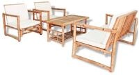 vidaXL Gartenlounge-Set 4-tlg. Garten-Lounge-Set mit Auflagen Bambus, (4-tlg)