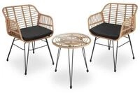tectake Sitzgruppe Rattan-Gartenlounge f&uuml;r 2 Personen, filigranes Design,...
